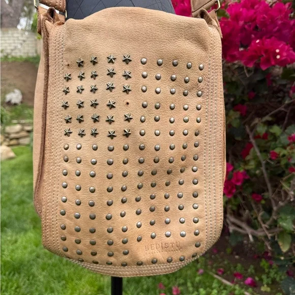 Bed Stu Cobbler Series Genuine Leather Bag with Brass Studded American Flag - Picture 2 of 13